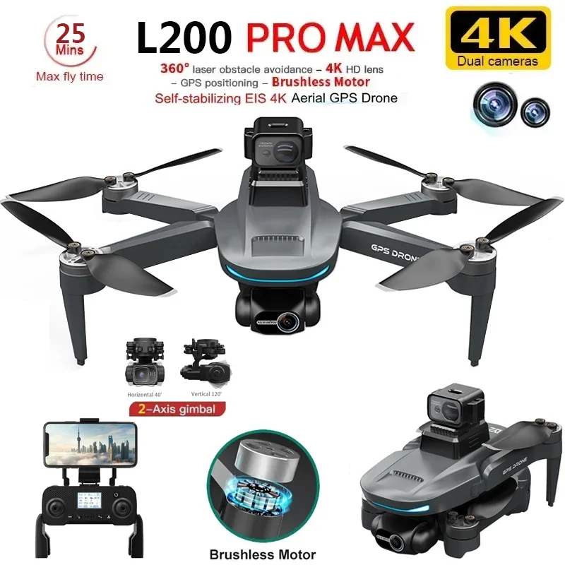L200 PRO MAX Drone 4K 2-Axis P - Rc Helicopter Electric reseña y precio