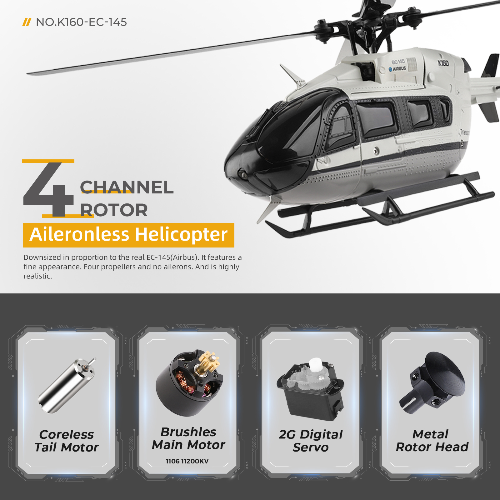 WLtoys XK K160 EC-145 (Airbus) - Rc Helicopter Remote Control reseña y precio