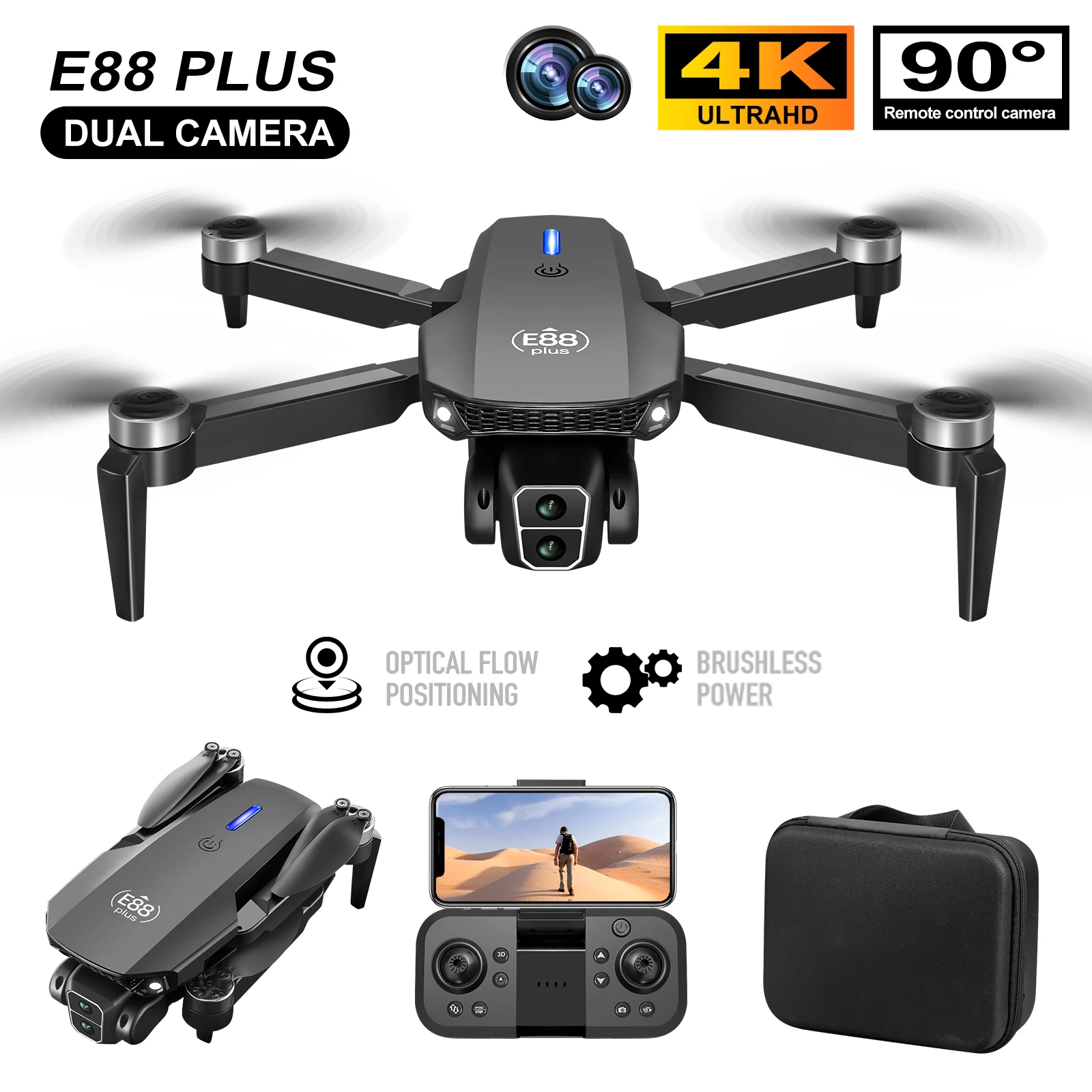 New E88 Plus Quadcopter Drone: - Rc Helicopter Electric reseña y precio