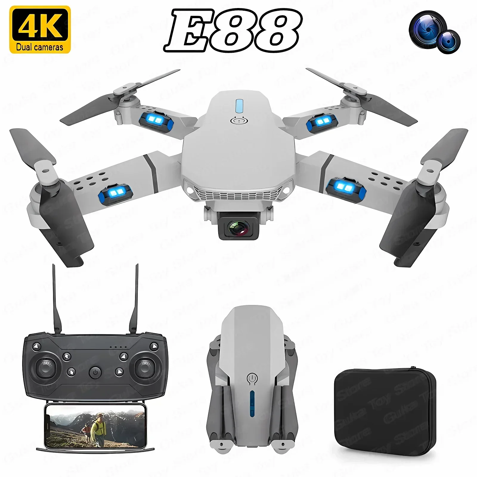 E88 Pro WIFI FPV Drone Wide An - Rc Helicopter Case reseña y precio