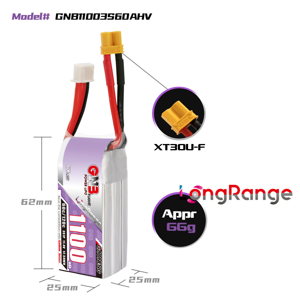 GNB 1100mAh 2S 3S 4S 6S 60C/12 - Rc Helicopter Battery reseña y precio