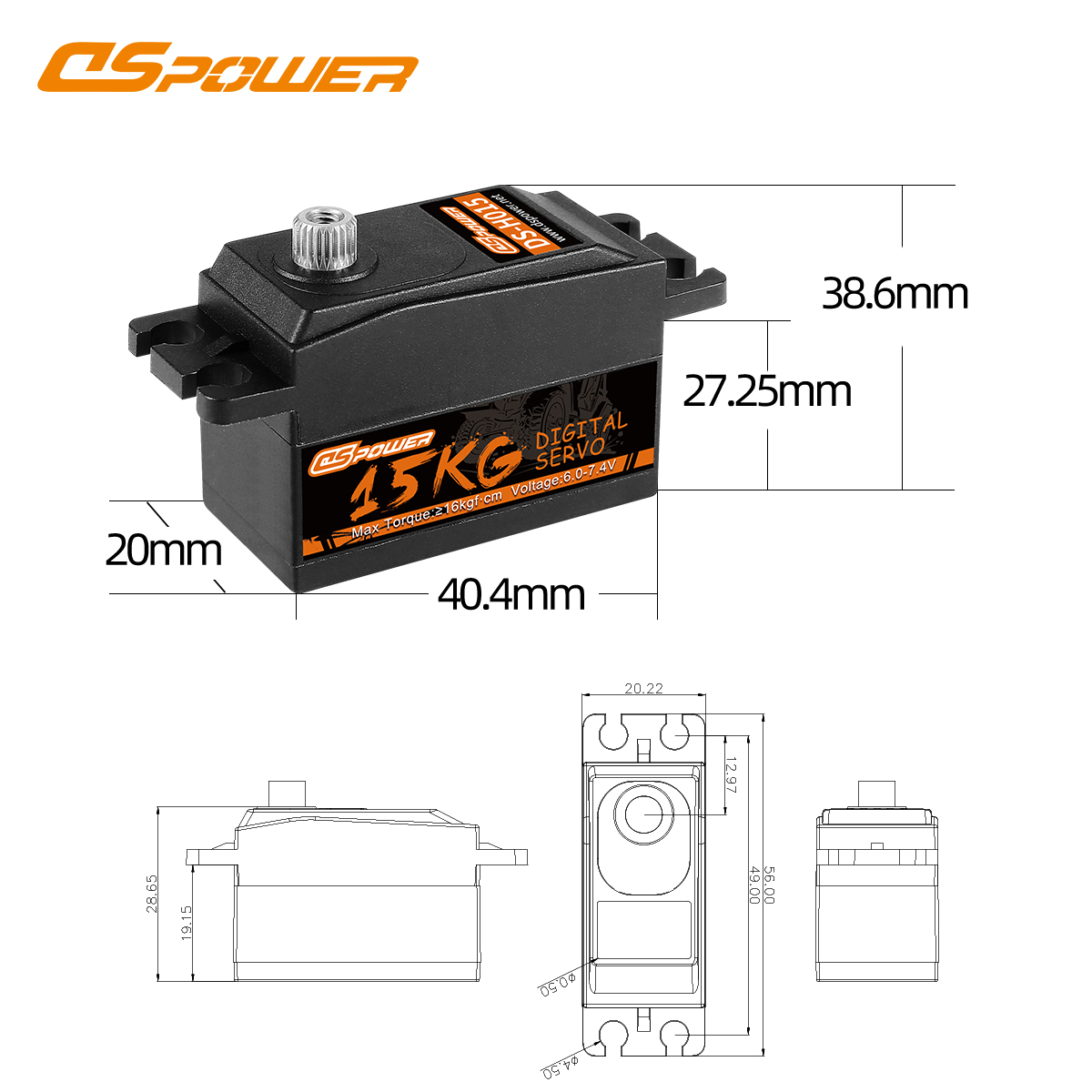 DSpower 15KG High Troque Metal - Rc Helicopter Motor reseña y precio