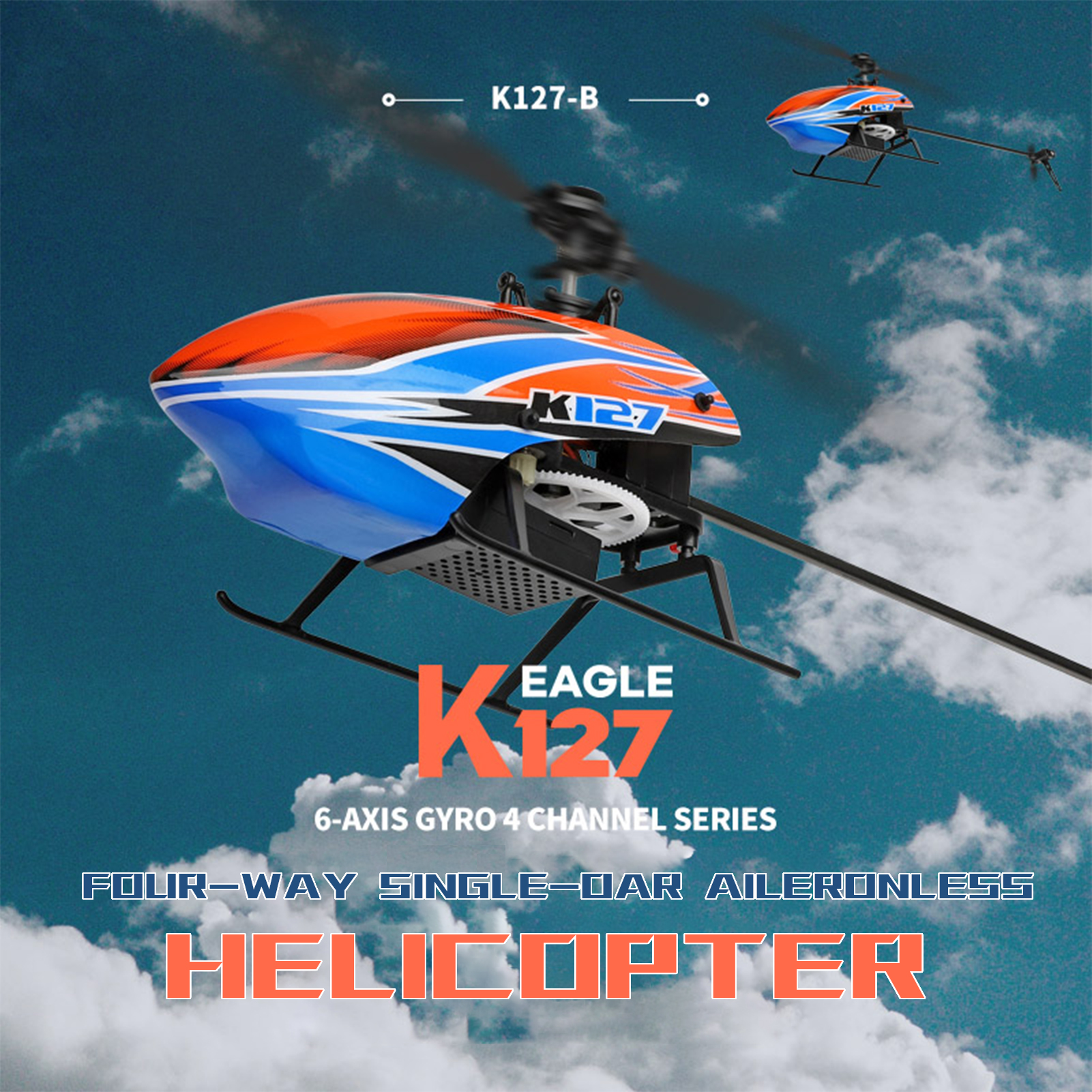 WLtoys XK K127 4CH 6-axis Gyro - Rc Helicopter Single Rotor reseña y precio